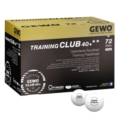 Abbildung von GEWO Training Club Tischtennisbälle 2 Sterne Tischtennis Ball 40+ aus ABS Plastik mit Naht Hochwertige Trainings Bälle präzisem Flugverhalten Durchmesser 40+mm, 72 Stück, weiß