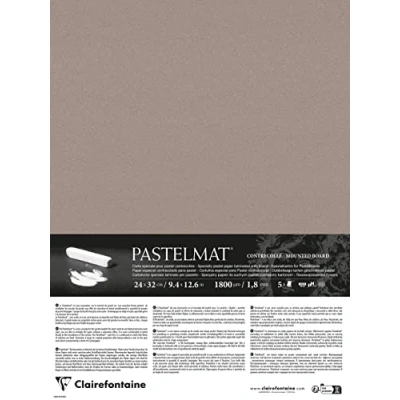 Abbildung von Clairefontaine 796019C Packung mit 5 Bogen Pastelmat kaschiert, DIN A4+, 24x32cm, praktisch und sicher, 360g, Dunkelgrau, 1 Pack