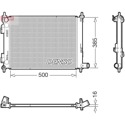 Abbildung von DENSO DRM43013 Kühler, Motorkühlung 500mm 385mm 16mm KIA: Rio 4