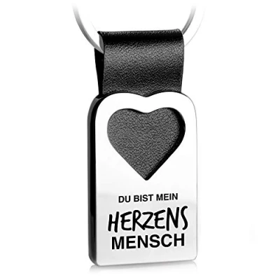 Abbildung von FABACH Herz Schlüsselanhänger mit Gravur aus Leder Geschenk Anhänger für Partner, beste Freundin, bester Freund Herzensmensch
