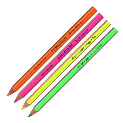 Abbildung von Staedtler Textsurfer Dry Highlighter Pencil 128 64 Zeichnung zum Schreiben Skizzieren Inkjet, Papier, Kopie, Fax (4 Stück) (Farbmix 4 Bleistifte)
