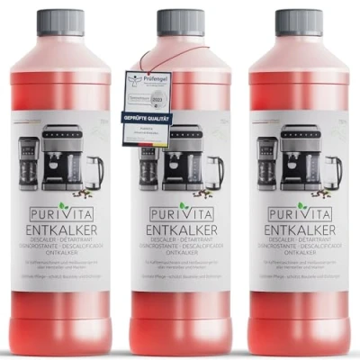 Abbildung von PURIVITA Universal Entkalker Kaffeevollautomat (3x 750ml) Kaffeemaschine für ALLE gängigen Marken 3 Flaschen