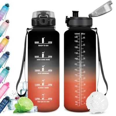 Abbildung von Trinkflasche 1.5 Liter, Große Sport, Wasserflasche Auslaufsicher, Kohlensäure Geeignet, Fitness, Sportflasche für Erwachsener, Uni, Gym, Outdoor