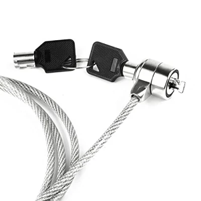 Abbildung von Cable Technologies Sicherheitskabel aus Stahl, 110 cm, für Notebook mit Vorhängeschloss, Kensington Sicherheitssteckplätze, Schlüsselverschluss, 2 Schlüssel, Schutzverriegelung, PVC Beschichtung