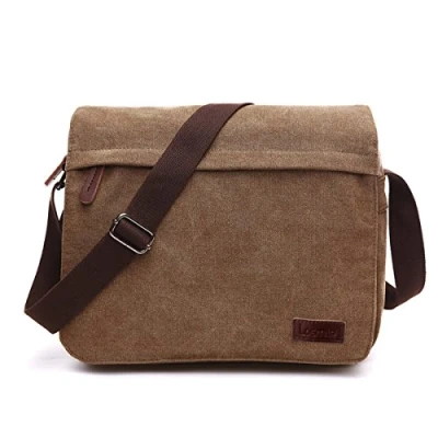 Abbildung von LOSMILE Herren Umhängetaschen, Leinwand Schultertaschen, 13.3&quot; Laptoptasche,Schulranzen, für Schule und Arbeits,für Männer Frauen. (L Kaffee)