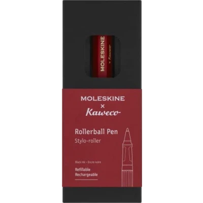 Abbildung von Moleskine x Kaweco Tintenroller, Nachfüllbarer Stift aus ABS Kunststoff für Schriftsteller, Notizenmacher, Mine 0,7 mm mit Schwarzer Tinte, Farbe Rot