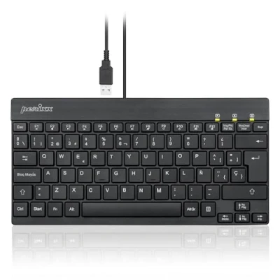 Abbildung von Perixx PERIBOARD 426 Mini Tastatur mit niedrigem Profil und USB Kabel, Schwarz, spanische Konfiguration