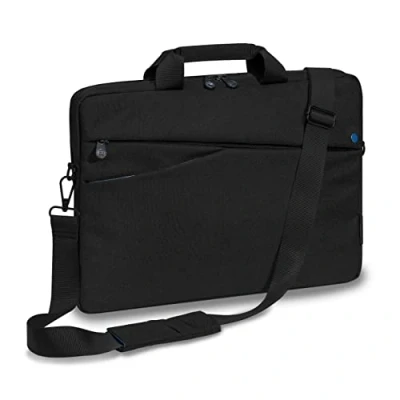 Abbildung von Pedea Laptoptasche *Fashion* Notebook Tasche bis 17,3 Zoll Laptop Umhängetasche mit Schultergurt Laptophülle schwarz/blau Notebooktasche für Damen &amp; Herren