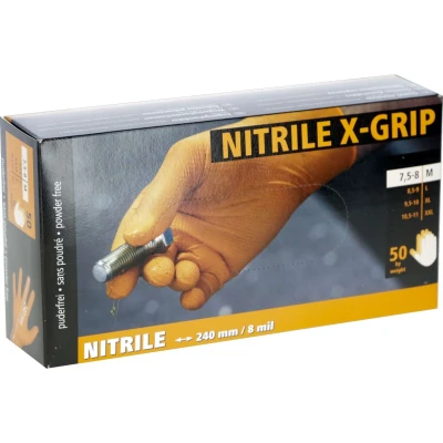 Abbildung von Kerbl Einweghandschuhe Nitril X Grip 50 Stück Orange M
