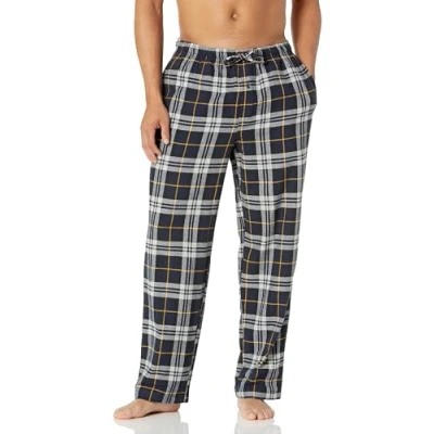 Abbildung von Amazon Essentials Herren Pyjamahose aus Flanell (erhältlich in Big &amp; Tall), Schwarz Gelb Karomuster, S
