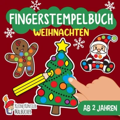 Abbildung von Fingerstempelbuch Ab 2 Jahren: Weihnachten Fingerstempeln, Malen und Basteln! Das große Fingerstempel Buch für Kinder Bastelbuch Jungen Mädchen Fingerfarben Stempelbuch