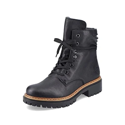 Abbildung von Rieker Schnürboots, Stiefelette, Profilsohle, Blockabsatz, mit lässiger Schnürung