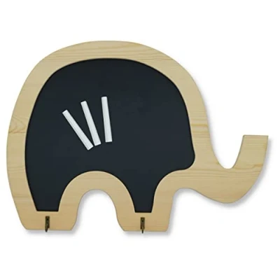 Abbildung von FeinKnick Liebevolle Kreidetafel zum Aufhängen als Elefant mit 3 Stück Tafel Kreide Kinder 40x30 cm Wandtafel Schiefertafel Kindertafel oder Küche