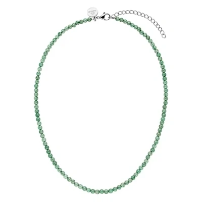 Abbildung von Purelei® Aventurine Kette, Damen Halskette aus langlebigem Edelstahl, Wasserfeste natürliche Aventurineperlenkette, 35 40 cm Länge verstellbar (Silber)