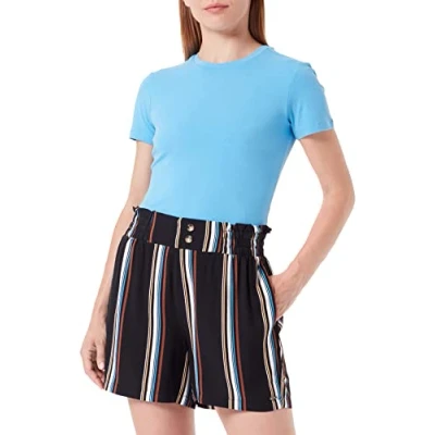 Abbildung von TOM TAILOR Denim Damen Stoff Bermuda Shorts 1031788, 29873 Black Creme Stripe, S