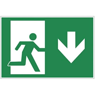 Abbildung von Schild &quot;Notausgang&quot; runter Exit aus Alu/Dibond 200x140 mm 3 stark
