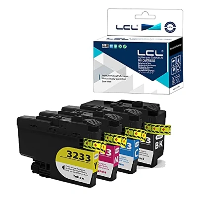 Abbildung von LCL Kompatibel Tintenpatrone LC 3233 LC3233 XL LC3233XL LC3233BK 3233BK 3233C 3233M 3233Y Pigment (4Stücke Schwarz Cyan Magenta Gelb) Ersatz für Brother DPC J1100DW MFC J1300DW