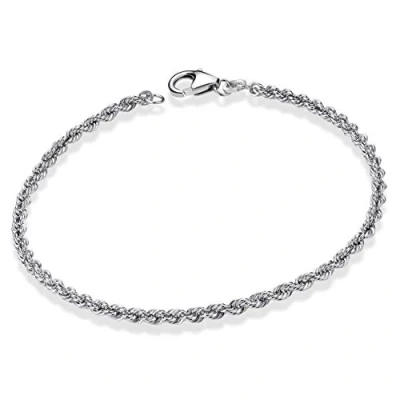 Abbildung von MATERIA Kordel Silber Armband Frauen 19cm 925 Sterling Armkettchen Damen 2mm breit rhodiniert SA 105