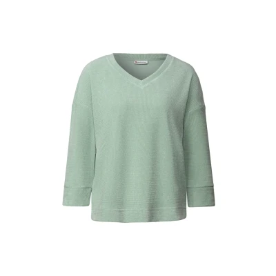 Abbildung von Street One Kuscheliges Vneck Strickpullover, Damen, Größe: 36, Grün