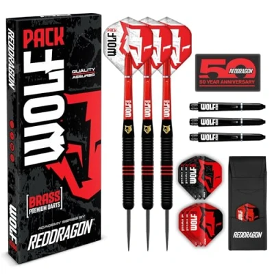 Abbildung von RED DRAGON Wolf Pack 20g Steeltip Messing Dart Set Dartpfeile mit Flights und Shafts (Stiele)