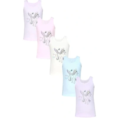 Abbildung von TupTam Mädchen Baumwolle Unterhemd 5er Pack Tank Top Ärmellos Kinder, Farbe: Einhorn Rosa Lila Blau Ecru Unicorn, Größe: 146 152