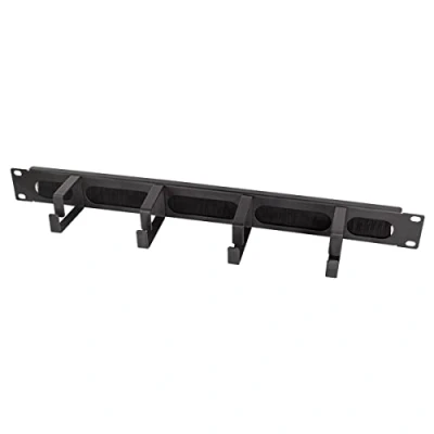 Abbildung von LogiLink Professional OR106B 19&quot; Kabelführungspanel mit 4 Stahlbügeln und Bürstenleiste, schwarz