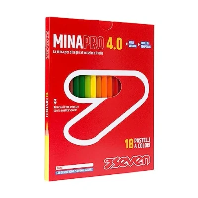Abbildung von Seven Buntstifte Set Box mit 18 Stück Packung für Schule, Büro MINA 4.0 Beschriftungsfeld Name
