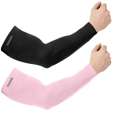 Abbildung von KMMIN Arm Ärmel, Unisex Wärmer UV Schutz Ärmel zum Fahren Radfahren Golf Basketball Kühlarm UPF 50 Sunblock Schutzhandschuhe für Männer Frauen Erwachsene