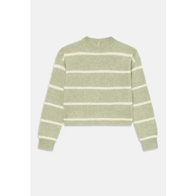 Abbildung von ONLY Girls Kogfranca Short Stripe Strickpullover für Kinder, Größe: 110/116, Desert sage/birch