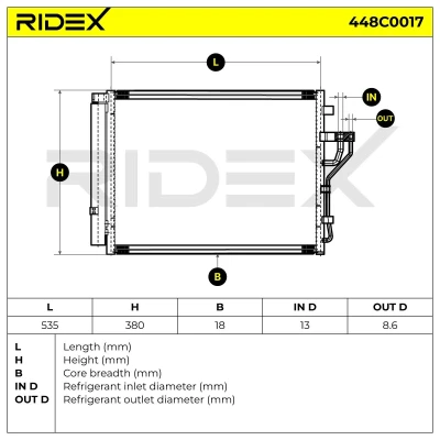Abbildung von NRF EASY FIT 35467 Klimakondensator mit Dichtungen 11,8 8,6 Aluminium 610 OPEL: Vectra C Caravan, Saloon, CC