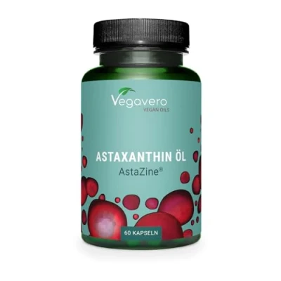 Abbildung von Astaxanthin hochdosiert Premium Rohstoff: AstaZine® CO2 Extraktion Vegan Oxidationsschutz Vegane Kapseln Laborgeprüft Ohne künstliche Zusätze Deutsche Produktion von Vegavero®