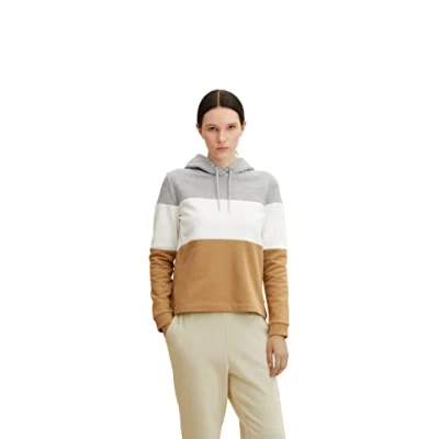 Abbildung von TOM TAILOR Denim Damen Hoodie mit Streifen 1034348, 27474 Soft Camel, M