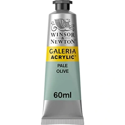 Abbildung von Winsor &amp; Newton 2120435 Galeria Acrylfarbe, hohe Pigmentierung, lichtecht, buttrige Konsistenz, 60 ml Tube Olivgrün Blass