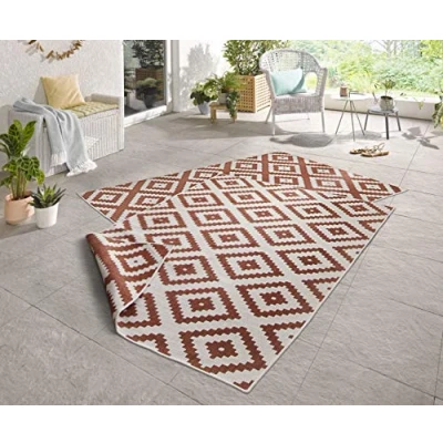 Abbildung von NORTHRUGS Teppich »Malta Wendeteppich«, rechteckig, 5 mm Höhe, In &amp; Outdoor, Wetterfest, Balkon, Terrasse, Raute, Läufer, Wohnzimmer