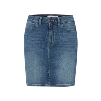 Abbildung von ICHI IHTWIGGY SK Jeansrock Damen Rock mit Gürtelschlaufen, Stretch Anteil, Größe:34, Farbe:Medium Blue (19037)