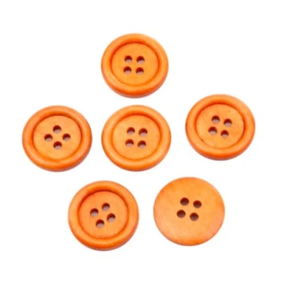 Abbildung von 30 edle Holzknöpfe 20mm rund orange braun Knöpfe Bastelknöpfe Jackenknöpfe zum annähen nähen Knopf Vierlochknöpfe Mantelknöpfe 4 Loch aus Holz