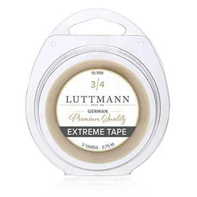 Abbildung von LUTTMANN® extreme Tape Premium Quality Hold Klebeband Kleberolle Lacefront transparent für Haarsysteme, Haarteile, Perücken, Toupets &amp; Extensions in verschiedenen Größen (19 mm x 2,75 m)