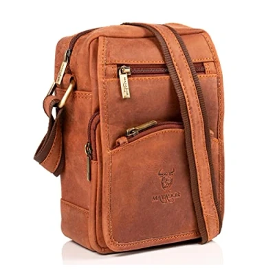 Abbildung von MATADOR Herren Echt Leder Umhängetasche Arbeittasche Klein Schultertasche Modern Messenger Reisetasche zum Umhängen Crossbody Bag