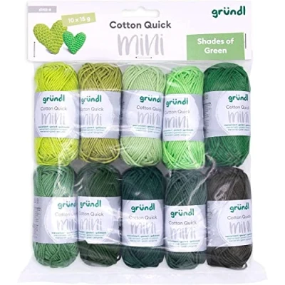 Abbildung von Gründl Wolle Cotton Quick Mini Shades of Green Set zum Stricken und Häkeln 10 x 15 g, 100% Baumwolle, g / 37 m, Grün