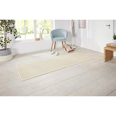 Abbildung von Hanse Home Nasty Läufer Flauschiger Kurzflor Teppich Einfarbig Unifarben für Esszimmer, Wohnzimmer, Kinderzimmer, Flur, Schlafzimmer, Küche Uni Creme, 80x200cm