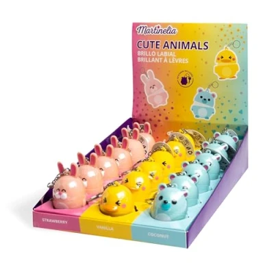 Abbildung von MARTINELIA Lippenbalsam mit niedlichen Tieren für Kinder Aromatisierter Lippen Stick Mädchen feuchtigkeitsspendender Balsam ohne Giftstoffe zufälliges Modell Erdbeere, Vanille oder