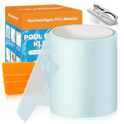 Abbildung von Hymarvo Pool Reparaturset Unterwasser,10x150cm Flicken Selbstklebend Set,PVC Flickzeug Klebeband Wasserdichtes,Unterwasserkleber Flex Tape für Pool,Poolfolie,Schlauchboot,Luftmatratze