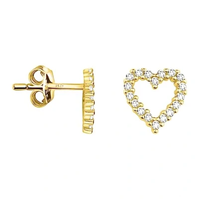 Abbildung von SOFIA MILANI Damen Ohrringe 925 Silber vergoldet/golden &amp; mit Zirkonia Steinen Herz Ohrstecker E2119