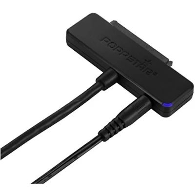 Abbildung von POPPSTAR Festplatten Adapter (USB 3.1 Gen 1 Typ A) Sata USB Kabel mit Netzteil für externe (SSD, HDD, 2,5 u. 3,5 Zoll) an PC Notebook, UASP Support, bis zu 10 Gb/s, Kabellänge 1m