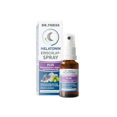 Abbildung von Dr. Theiss Melatonin Einschlaf Spray Plus 0,25 mg täglich 20 ml Hilfe bei Einschlafproblemen Passionsblumen , Hopfen &amp; Baldrianextrakt Vegan Zuckerfrei