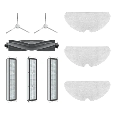 Abbildung von Dreame D10s Staubsaugerroboter Zubehörset, enthält 2x Seitenbürsten, 3x Staubfilter, Mop Tücher, 1x Hauptbürste, Original Zubehör