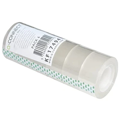Abbildung von Q Connect KF17494 Transparentes Klebefilm Klebeband / 6 Rollen 24 mm x 30 m/für Schule, Heim und Büro