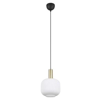 Abbildung von Trio Leuchten Pendelleuchte Diva 319800108, Metall Messing/Schwarz matt, Glas Weiß, exkl. 1x E27