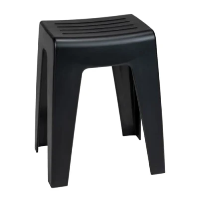Abbildung von WENKO Badhocker Mod. Kumba, Hocker in modernem Design aus Kunststoff Schwerer Qualität, Sitzhocker belastbar bis 120 kg, ideal für Badezimmer &amp; Gäste WC (B x H T) 38 47 32 cm, Schwarz