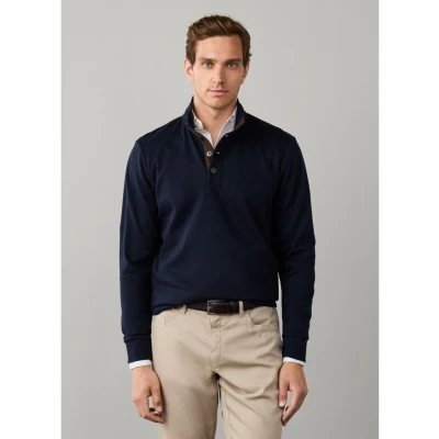 Abbildung von Hackett London für Herren. HM5800154 Sweatshirt Twill Jacquard marineblau (XXL), Lässig, Baumwolle